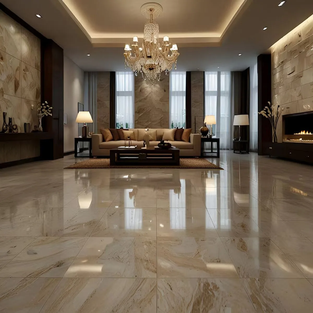 Expansive polished tile floor installation by Tile Installer Tahoe Park crew